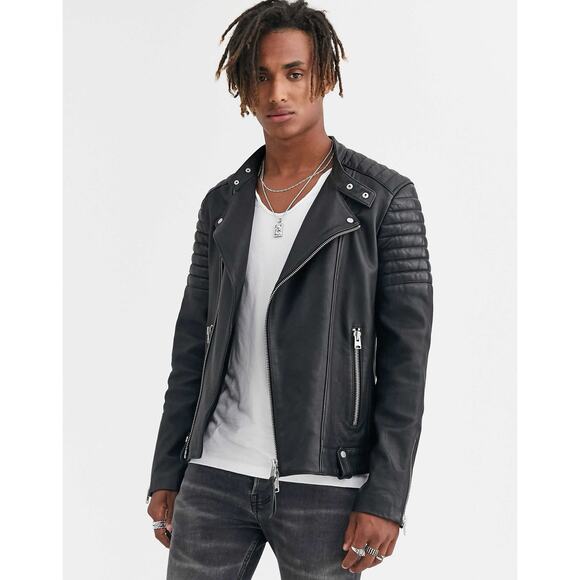 All Saints Jasper leather biker jacket in black - Picture 2 of 16